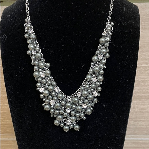 CHARTER CLUB NWT Chic Silver Pearl Cluster Necklace Adjustable - Picture 3 of 7